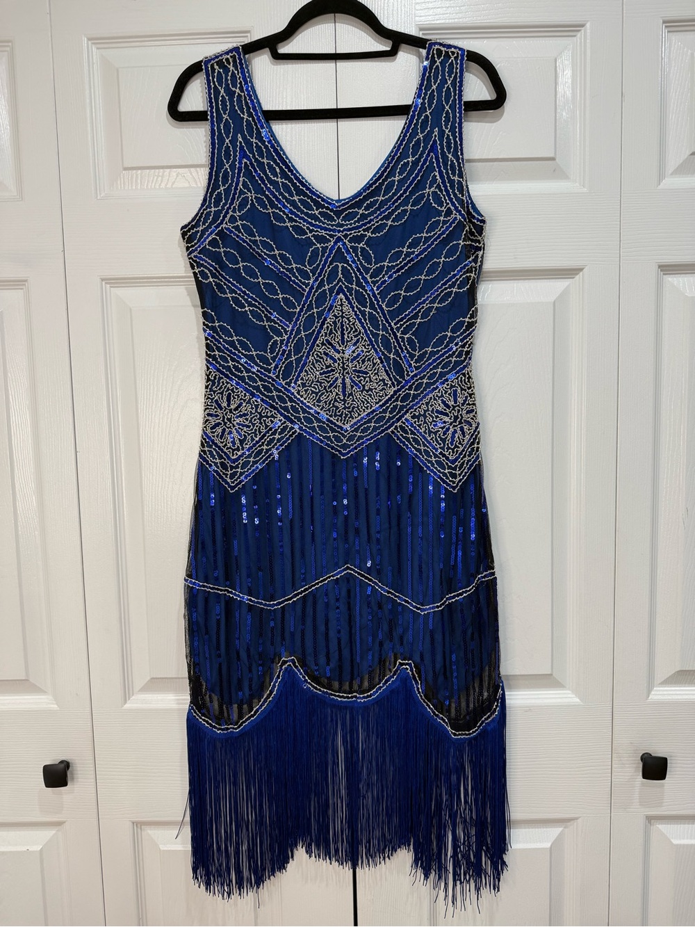 Vintage - Inspired Blue Fringe Flapper Dress